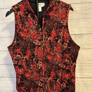 Coldwater Creek Paisley Zip Vest Women’s Large Jacquard Paisley Pattern
